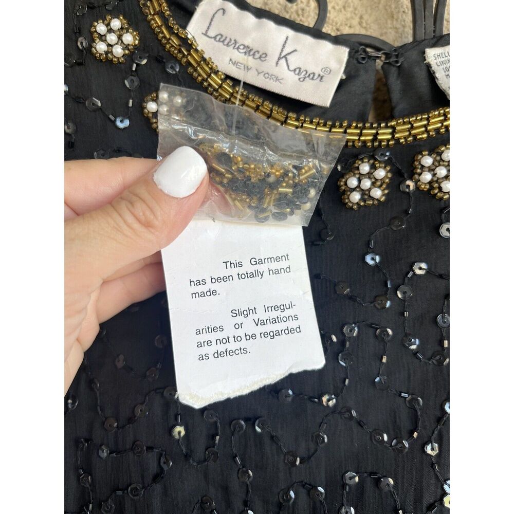 Lawrence Kazar Beaded Top - Size XL - Black/ Gold - Picture 9 of 10